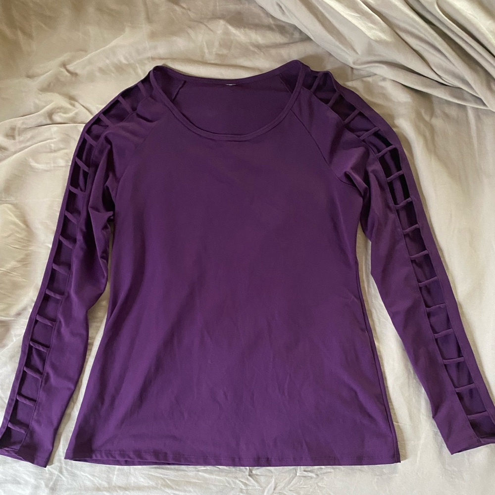 Fabletics purple long sleeve with cut outs